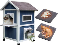 Outdoor Cat House, 2 Story Outdoor Houses for Feral Cats Wooden outside Cat Shel