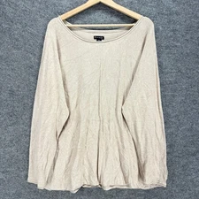 New Directions T-Shirt Women 2X Plus Beige Long Sleeve Rayon Round Neck Casual