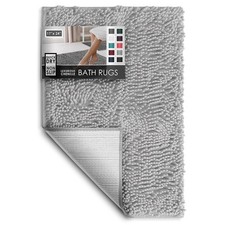 Hearth Harbor Bathroom Rugs, Chenille Bath 1'5" x 2' Rectangular , Silver