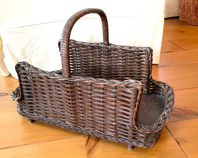 19th Century NATURAL Wicker Heywood-Wakefield LOG/ MAGAZINE HOLDER CANTERBURY