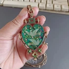 European Heart Enamel Necklace Charm Dove Inlay Retro Pendant Jewelry Chain