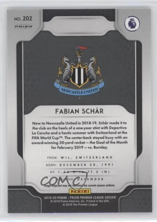 2019-20 Panini Prizm Premier League Silver Prizm Fabian Schar #202 - Image 2 of 2