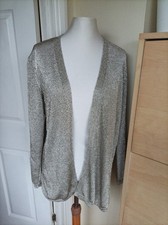 MONSOON Cardigan Womens Size Medium Gold Sparkle Open Evening Party