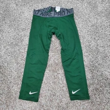 Nike Pro 3/4 Compression Tights Mens XL Green Gym Football Basketball Running