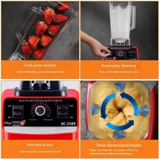 High-Speed Blender 2 Jugs Food Processor Smoothie Juicer Ice Crusher Mixer Home