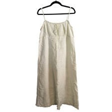 Vintage Linen Maxi Dress Ivory Lace Pintuck Boho Prarie Cottagecore
