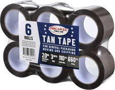 Brown/Tan Acrylic Packing Tape, 3 Inch Wide, 2.0Mil Thickness, 110 Yard per Roll