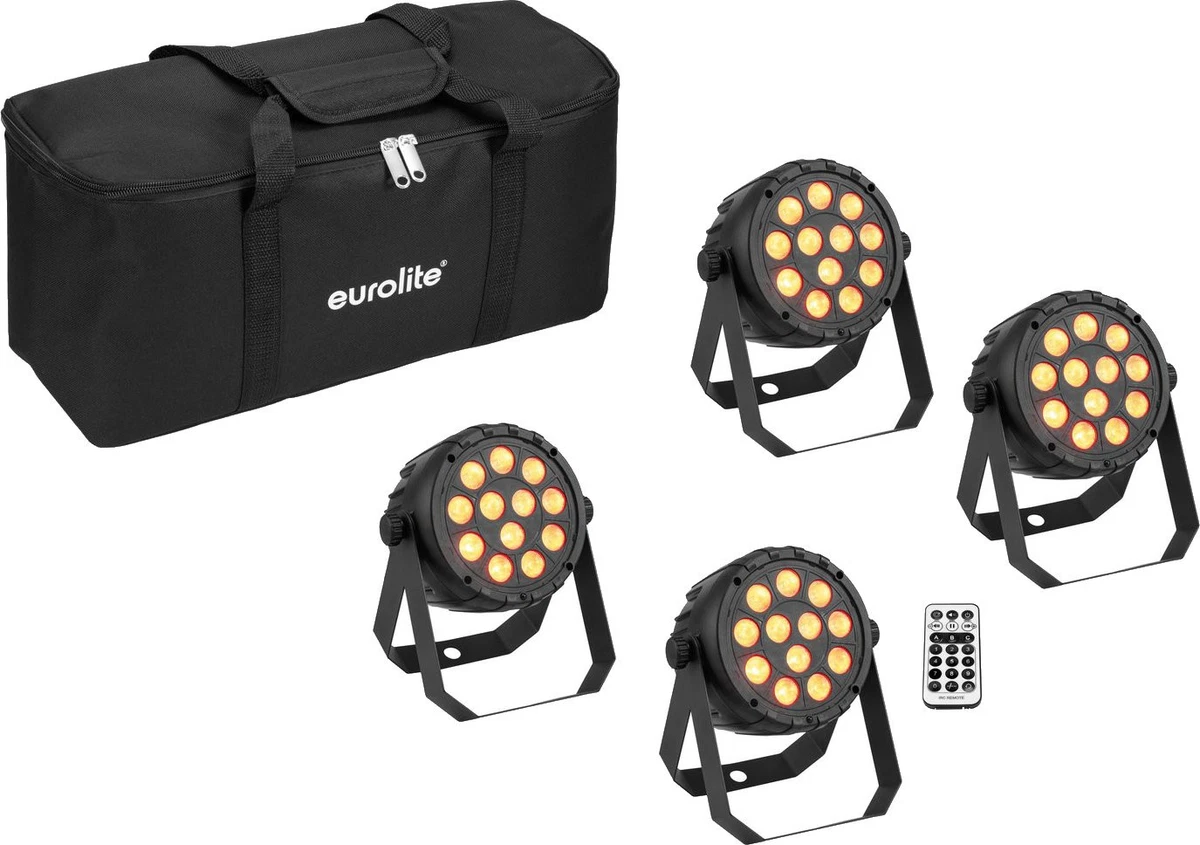 Eurolite 4x LED PARty Spot Silent RGB/WW Set mit Softbag und Fernbedienung Party
