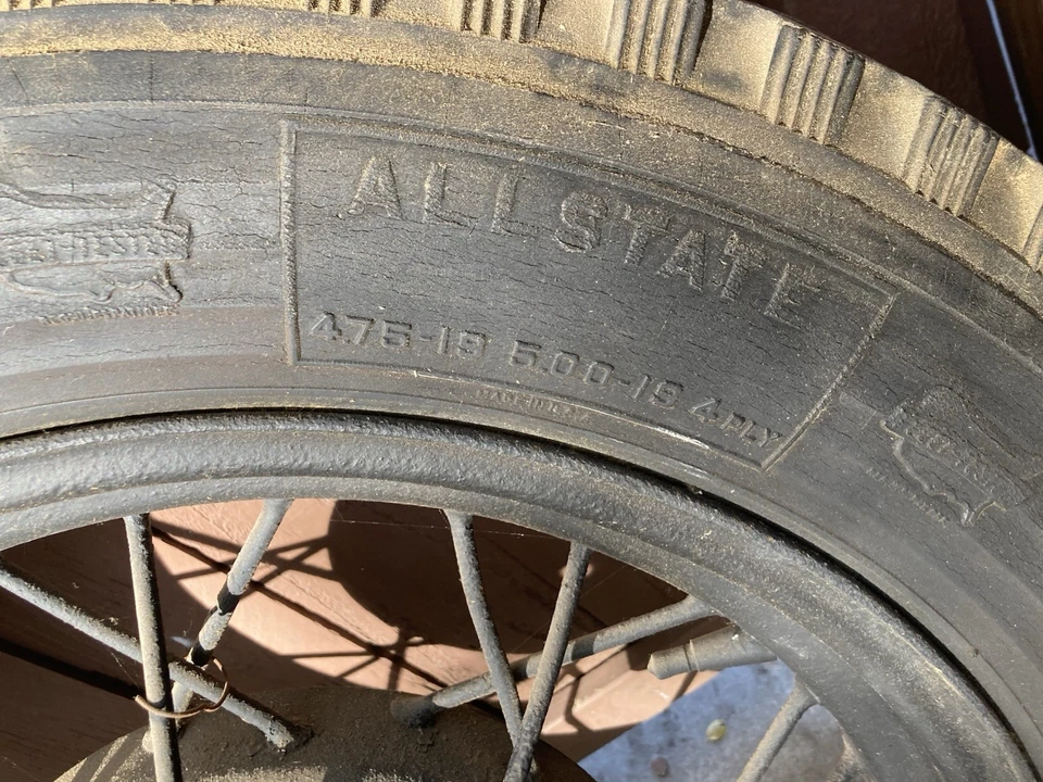 Винтажная шина и обод колеса c.1920-30-х модель A 4,75 X 5,00 X 19 - Изображение 4 из 4