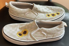 Cute Girls Slip On Checkered Sunflower Vans Miss Shoe Size 4  EU 35
