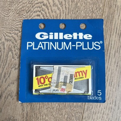 Vintage Gillette Razor  Platinum Plus 5 PackBarkers Sticker Sealed 