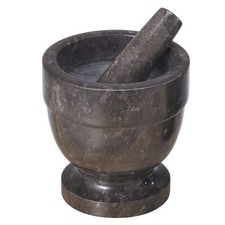 Creative Home Natural Charcoal Marble 5.9" Diam. x 5.9" H Mortar & Pestle Set