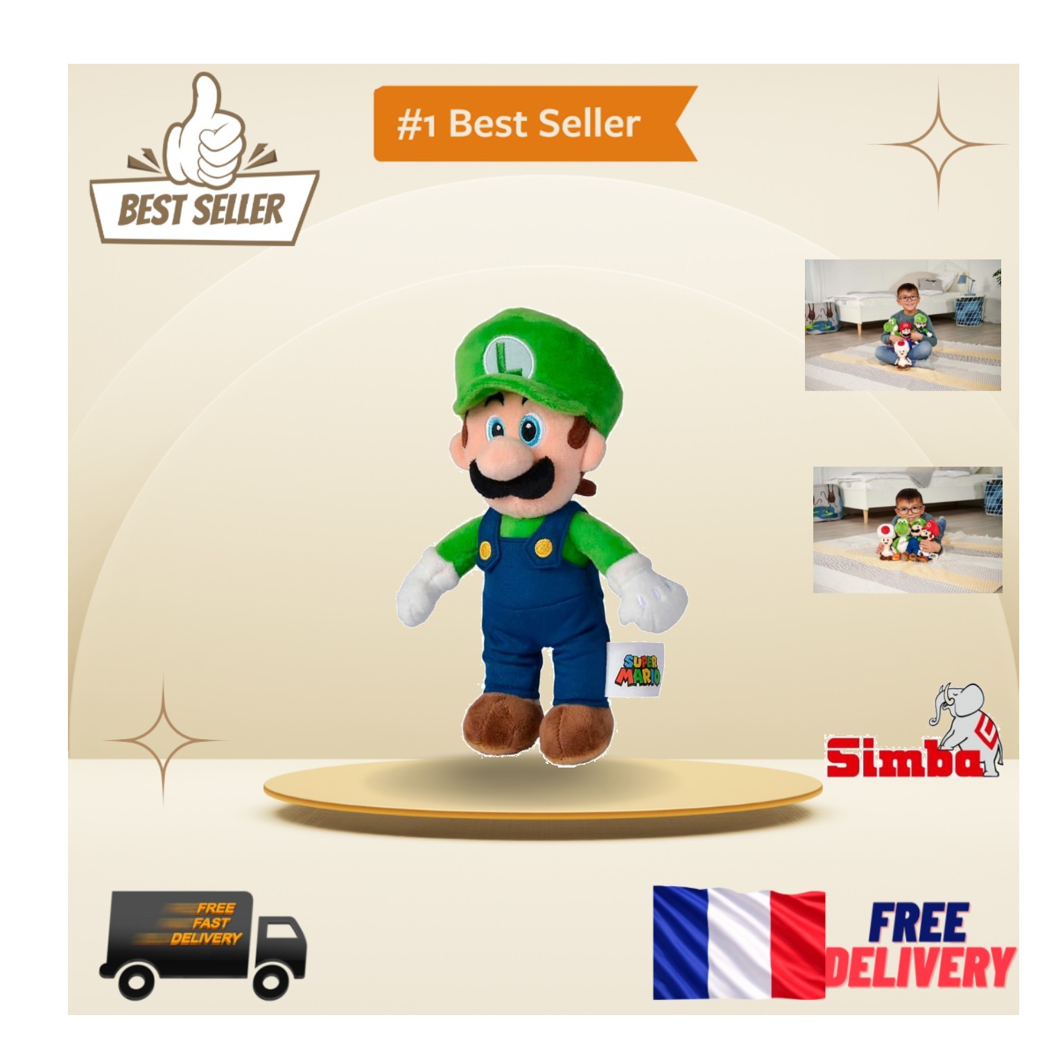 Doudou Luigi en velours vert : le compagnon 20 cm pour berceau et poussette