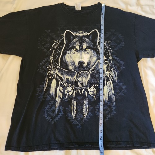 Vintage Wolf Dreamcatcher Black T Shirt Fruit of the Loom Size Large Wildlife - Picture 6 of 10