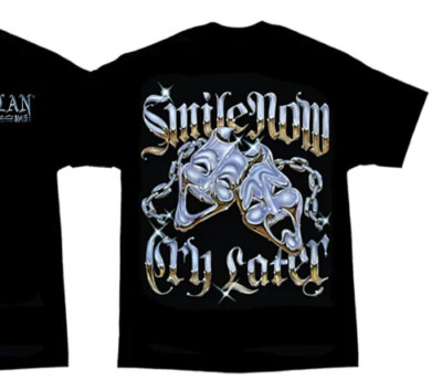 Aztlan T Tee Shirt Smile Now Cry Later Chrome Lowrider DGA