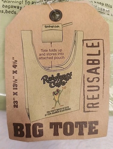 Rainforest Cafe Frog Mascot Reusable Big Tote w Holding Pouch NWT - Picture 2 of 4