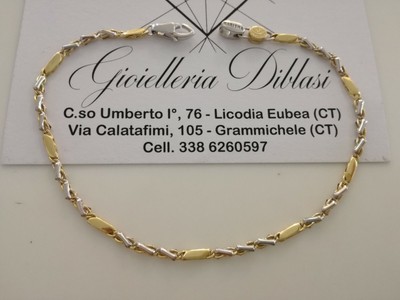 BRACCIALE In ORO Bicolore GIALLO e BIANCO Unisex Oro 18 KT 750/% Made In Italy