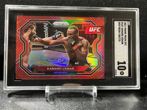 2021 Panini Prizm UFC Kamaru Usman #151 Red Refractor /275 SGC 10 Gem Mint