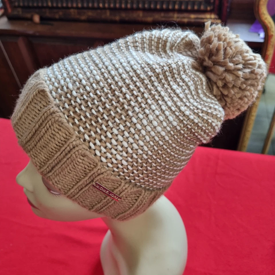 Gorro MK Michael Kors Pom Tejido Beige Talla Única Foto 2 de 4