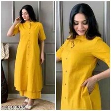 Indian Designer Khadi Cotton Kurta With Bottomwear for women -free ship