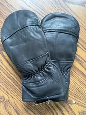 **2 pair**Men's Deerskin Leather Mittens Black Full Grain Removable Liner, Small