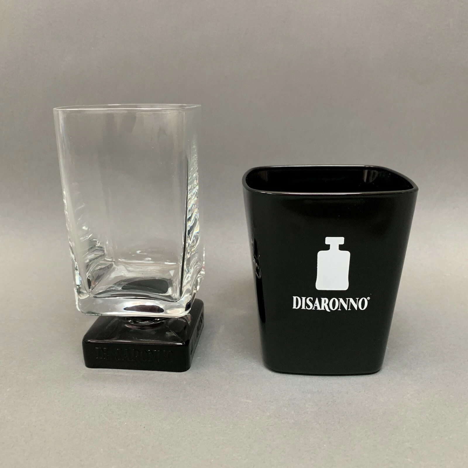 Di Saronno Square Glass Glasses Clear Black Lot of 2