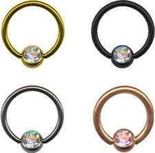 PIERCINGO® LIPPENBÄNDCHEN KLEMMRING KRISTALL BCR LIPPE NASE INTIM BRUST RING CBR