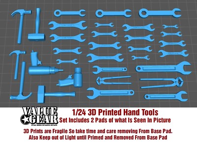 1/24 Set #2412 -  3d Printed Hand Tools - Value Gear 3D (2 Pads of Picture)