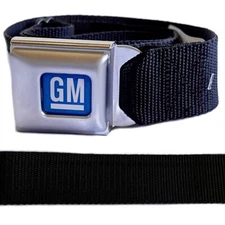 GM Blue & White Logo Seatbelt Style Black Belt Official Licensed Buckle Down