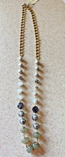 VINTAGE SILVER, GRAY, & GOLD TONE m. haskell CHAIN & BEADED NECKLACE