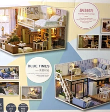 Dollhouse Miniature DIY Kit CuteBee MiniLoft Apartment, Model: Blue Times, L-028