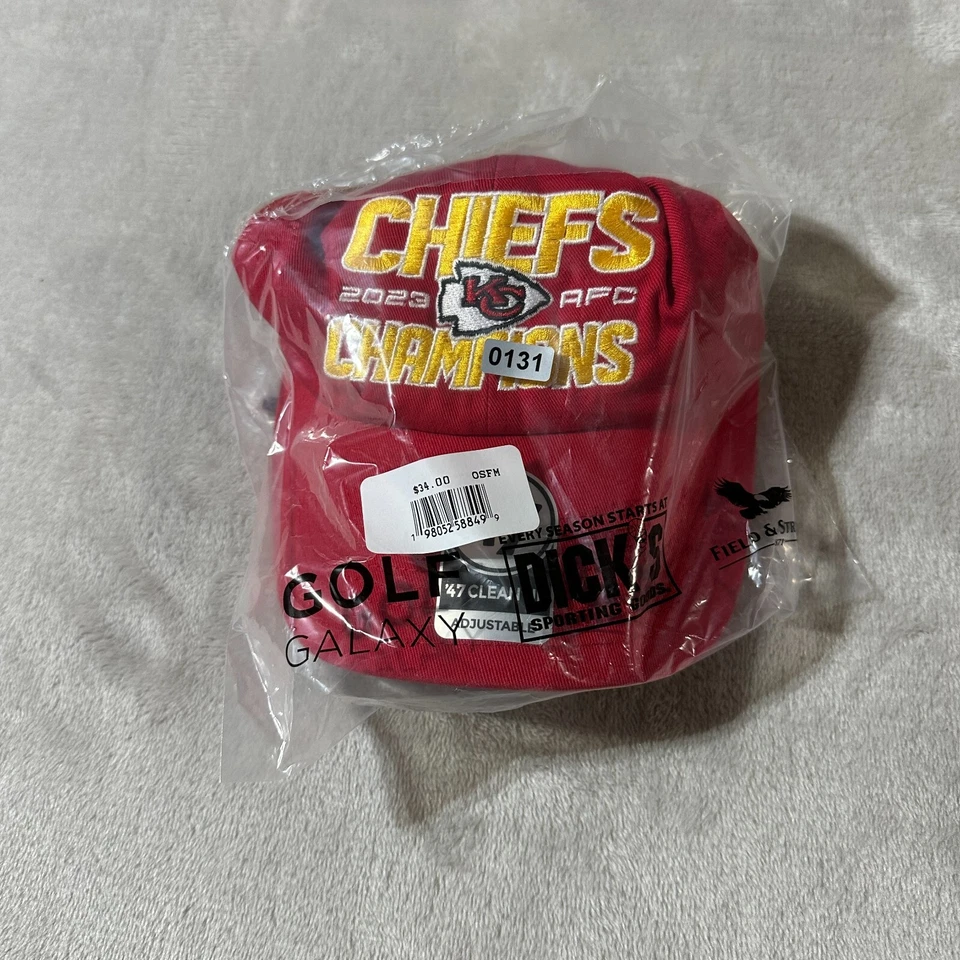 '47 Hombres 2023 AFC Campeones Kansas City Chiefs Limpieza Gorra Ajustable Foto 4 de 4