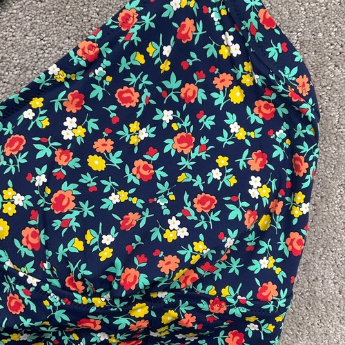 Lands End 1 Piece Swimsuit Women 20W Blue Floral Criss Cross Back Pad Bra Nylon - Picture 2 of 11