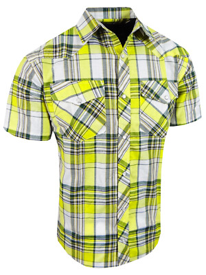 Western Plaid Shirt Short Sleeve Mens Snap Up Flap Pockets LATEST NEW COLORS!!