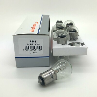 10 x Autolamps 381 12v 21/5w BA15D Brake Stop Tail Bulb Twin Filament ...