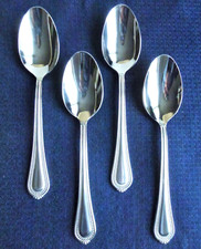 New Mikasa REGENT BEAD Set of 4 Oval Soup Spoons 18/10 Stainless 7 3/4" 