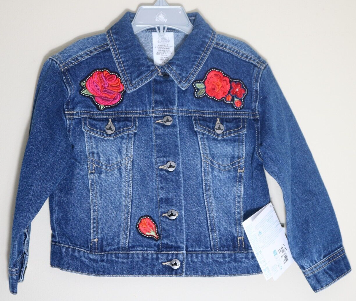 Girls' Disney Princess Belle Rose Denim Jacket Size Girls NWT