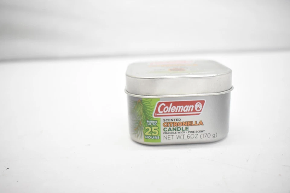 Coleman Citronella Outdoor Tin Candle 6 Oz Crackle Wick Pine Scent 25 Hour Burn - Image 3 of 4