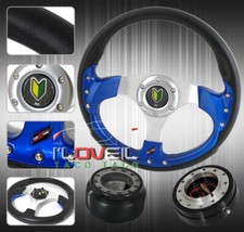 86-89 Integra Accord Type-r Steering Wheel Blueblk Adapter Hub Kit Jdm Horn
