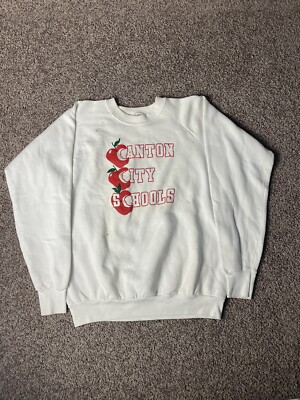 Vintage 90s Canton City Schools Raglan Pullover Crewneck Sweatshirt Sz XL GUC