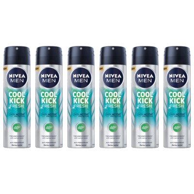 6 Stück Nivea Men Cool Kick Fresh Deo Deo Spray Herren Kaktuswasser 150ml Deo