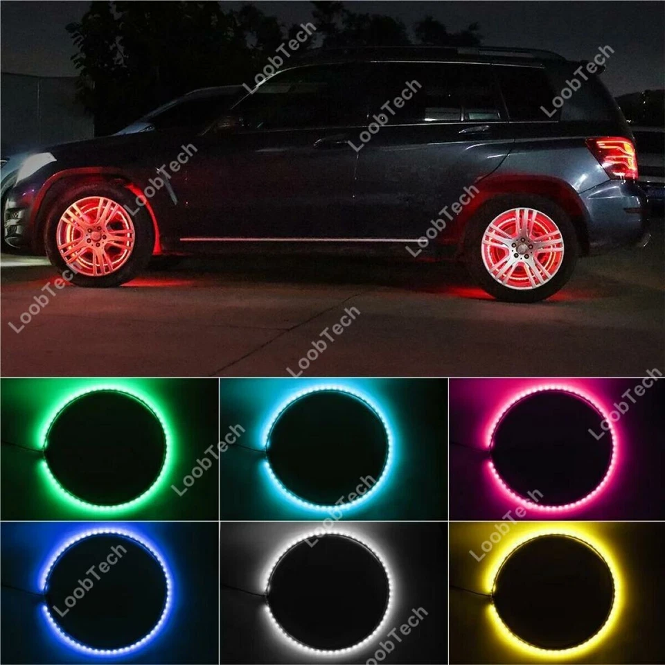 15.5" LED Wheel Ring Lights Remote Control 4Pcs RGB Dream Chasing LED Rim Lights - Image 4 of 4