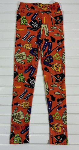 LuLaRoe Kids Halloween Leggings Girls Size L/XL Costume Orange