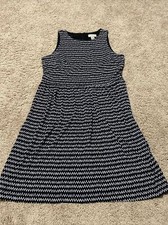 Loft Size MediumDress in Black/White Sleeveless Round Neck Back Zip