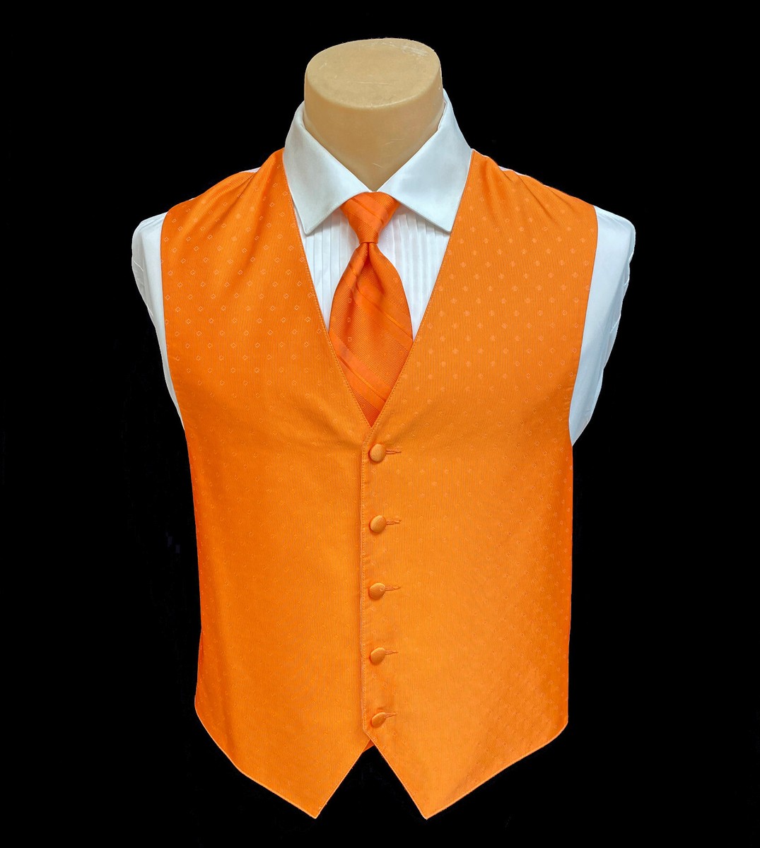 Men's Ralph Lauren Orange Tuxedo Vest Long Tie Adjustable Fullback 4XL