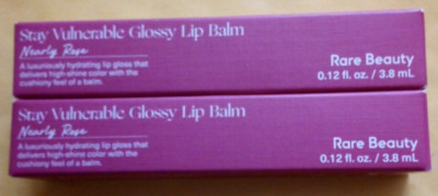 Two  Rare Beauty Stay Vulnerable Glossy Lip Balm - Shade: Nearly Rose - 0.12 OZ