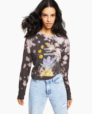 Junk Food Celestial Print Bleach-Wash T-Shirt Black Tie Dye Size M 3985