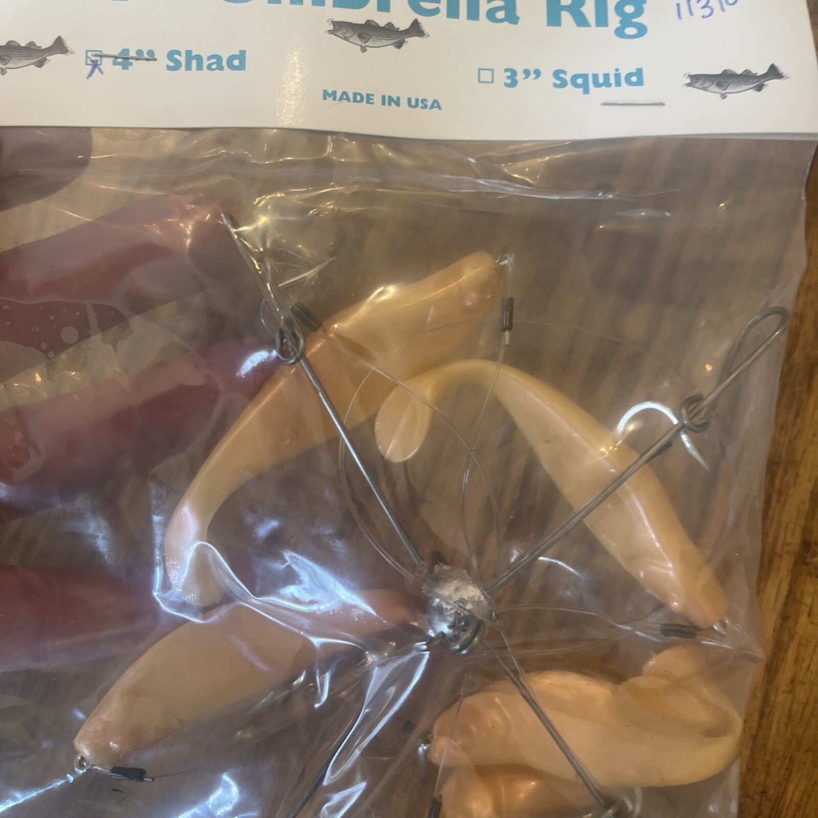 7” Umbrella Rig 4 Arm With 4” Shad (5)  Pearl Shim New In Package McKala Fishing - Image 4