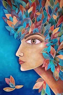  Acrylic/canvas cuban beautiful art 91x61cm T:'' Oton̈o'' MABEL TEY