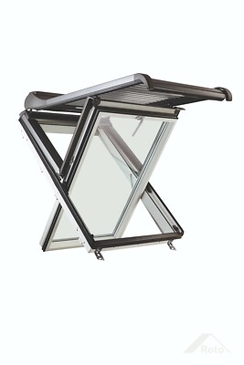 Komplettpaket ''Ice'' Roto Dachfenster aus Kunststoff inkl. Manuell-Rollladen ZRO